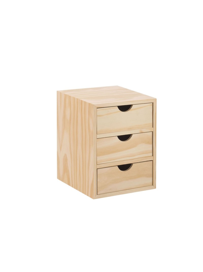 Mini Cajonera de Madera con Tres Cajones - Organizador Ideal Astideco