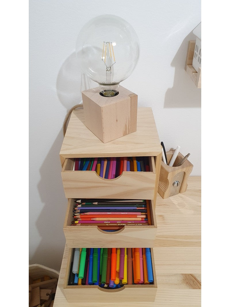 Mini Cajonera de Madera con Tres Cajones - Organizador Ideal Astideco