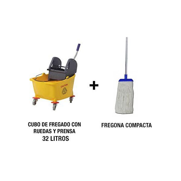 Pack completo de fregado de suelos: cubo 32L y fregona industrial Vetonek