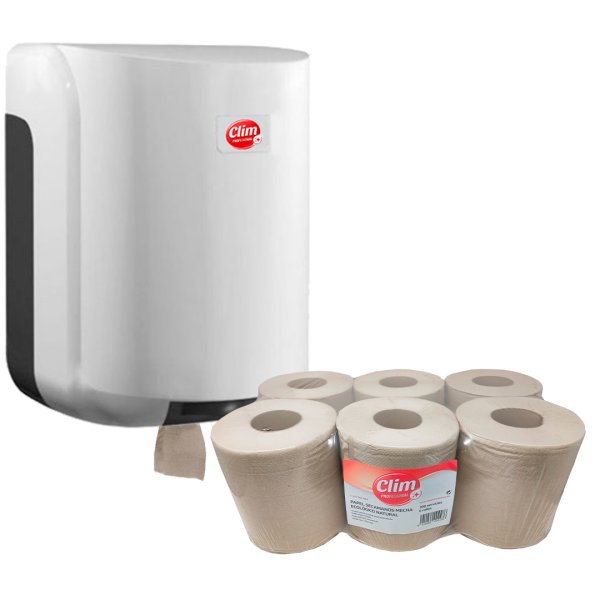 Pack dispensador secamanos mecha y papel ecológico – 6 rollos Vetonek
