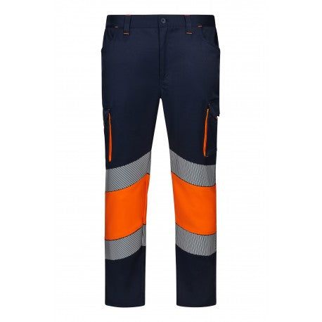 Pantalón stretch bicolor de alta visibilidad con cinta segmentada Velilla 303008S - Vetonek