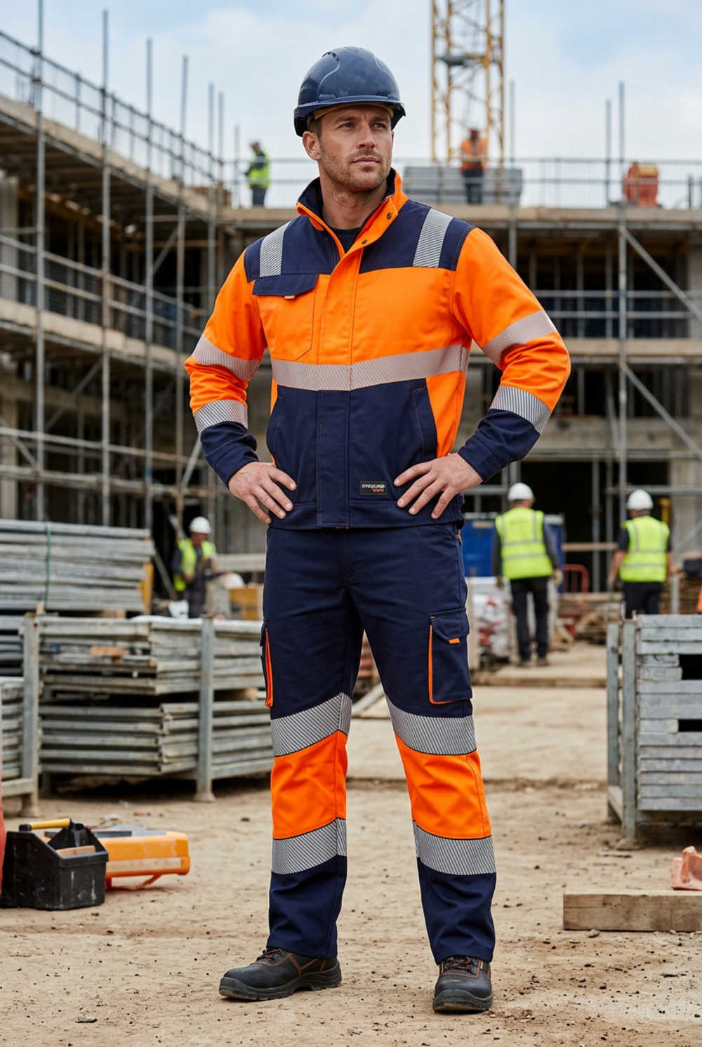Zweifarbige Stretch-Warnschutzhose Klasse 1