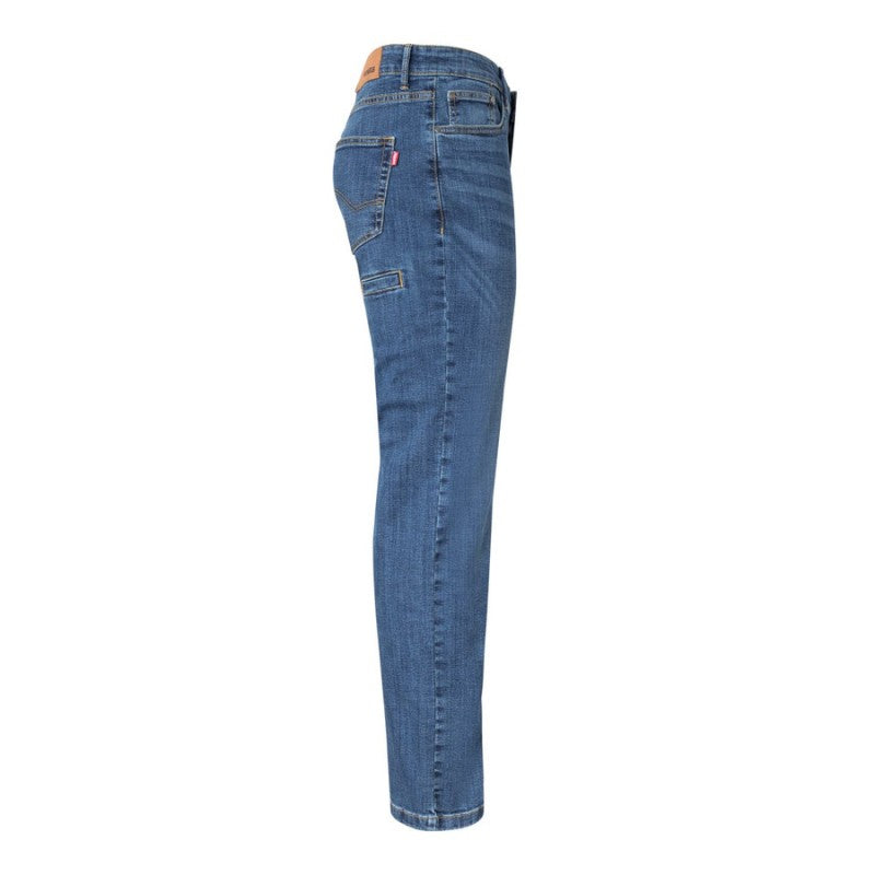 Detalle de los remaches metálicos del pantalón denim Velilla 103018S - Vetonek