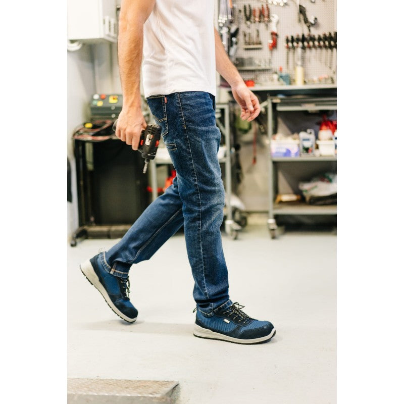 Pantalón vaquero de trabajo Velilla 103018S de perfil - Vetonek