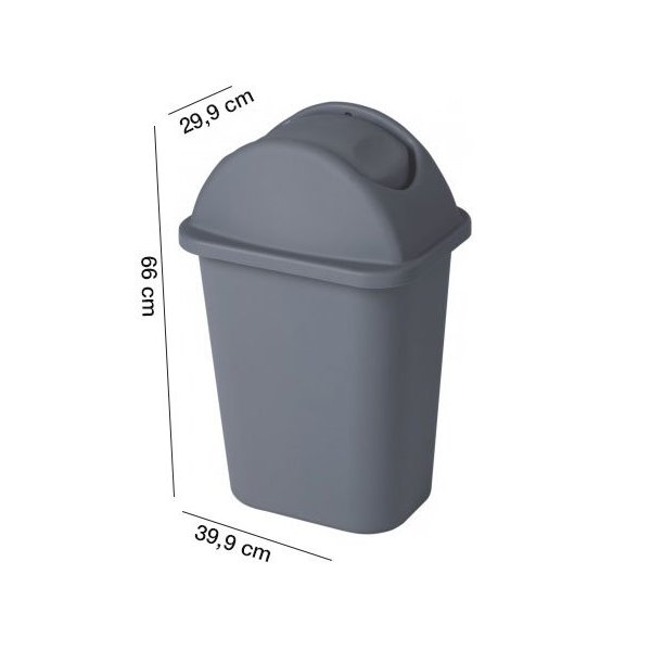 Lixeira curva com tampa giratória cinza 35 litros - Higiênica e Elegante Vetonek