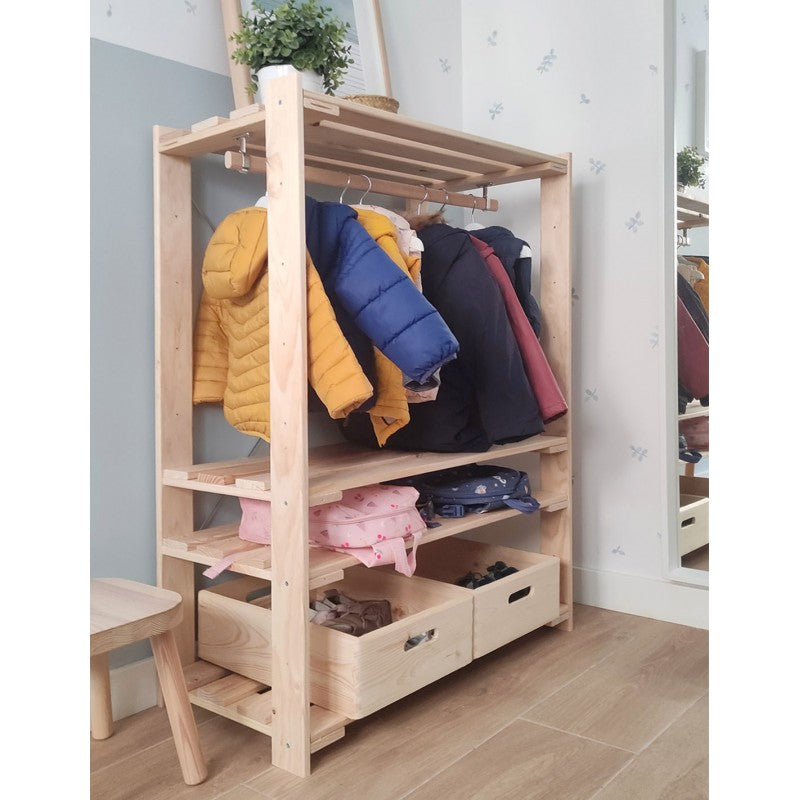 Perchero Montessori de Madera Maciza para Niños Astideco