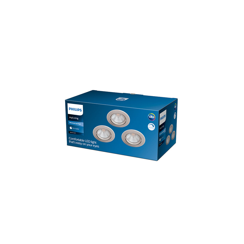 Pack 3 Downlight LED Philips "Sparkle" Circular 5,5W 350Lm Niquelado 2700K — Vetonek (2)