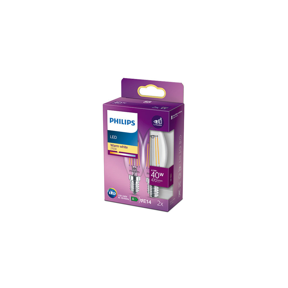 Pack 2 Bombilla LED Philips E14 2700K — Vetonek