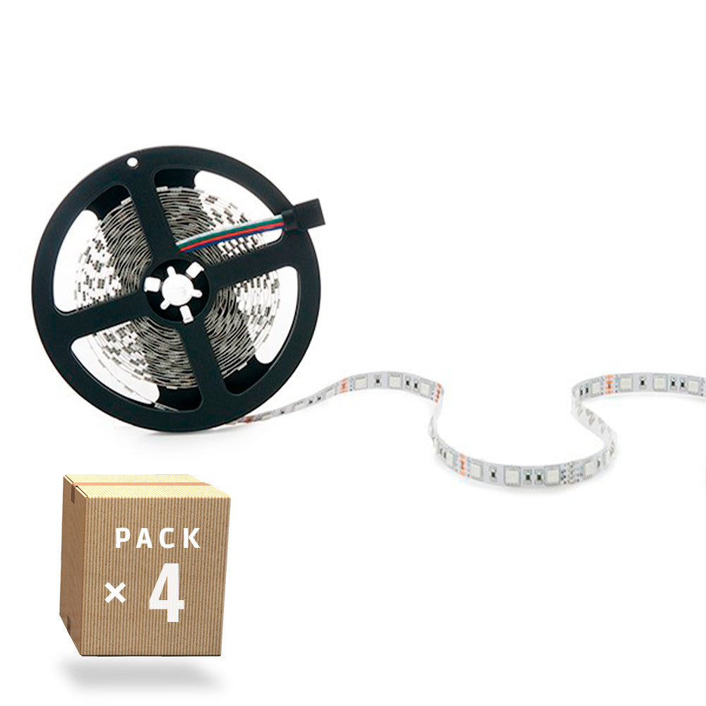 Pack 4 Tiras LED 72W 4200Lm 4200ºK 300 X SMD5050 12VDC IP65 x5M — Vetonek