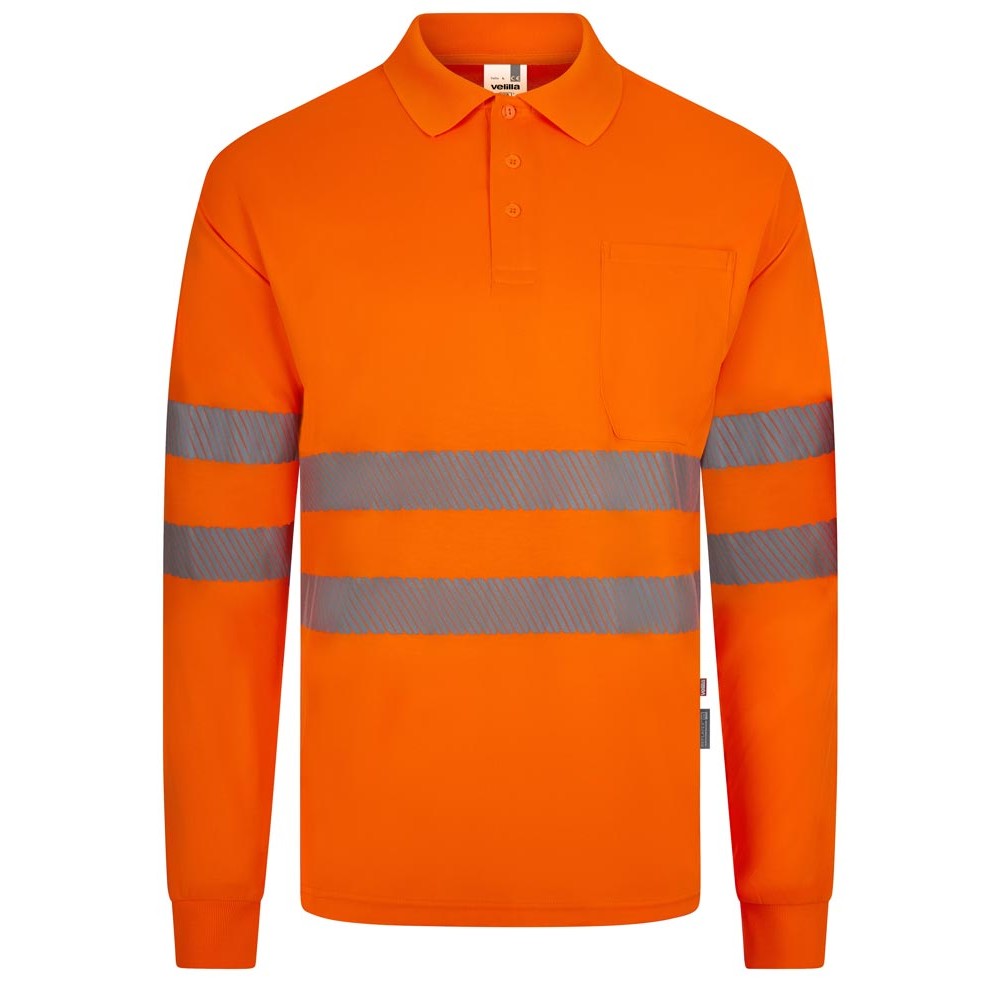 Polo de alta visibilidad manga larga reciclado GRS Velilla 305534, detalle - Vetonek