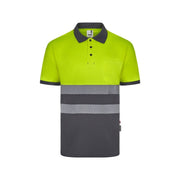 Polo bicolor de alta visibilidad manga corta reciclado GRS Velilla 305533 - Vetonek
