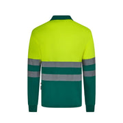 Polo bicolor de alta visibilidad manga larga reciclado GRS Velilla 305535, detalle - Vetonek