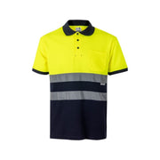 Polo bicolor de algodón de alta visibilidad manga corta Velilla 305513 - Vetonek