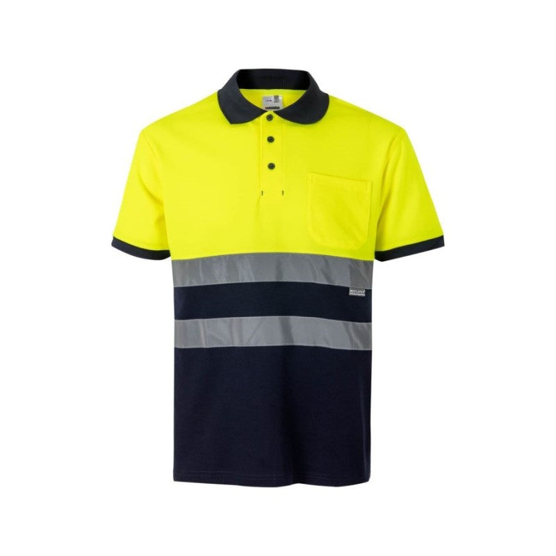 Polo bicolor de algodón de alta visibilidad manga corta Velilla 305513 - Vetonek