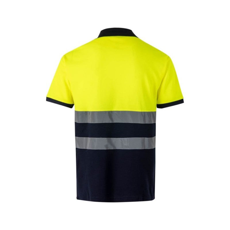 Polo bicolor de algodón de alta visibilidad manga corta Velilla 305513, combinación de color - Vetonek