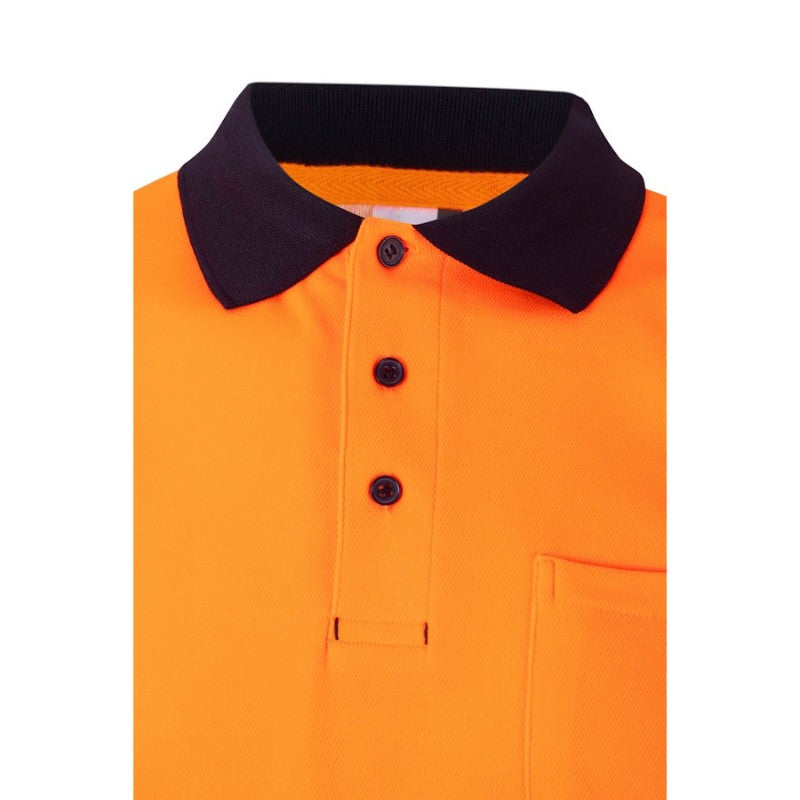 Polo bicolor de alta visibilidad manga corta cinta segmentada Velilla 305523, detalle - Vetonek