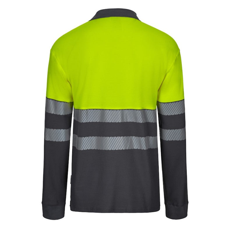 Polo bicolor de alta visibilidad manga larga cinta segmentada Velilla 305525, detalle - Vetonek