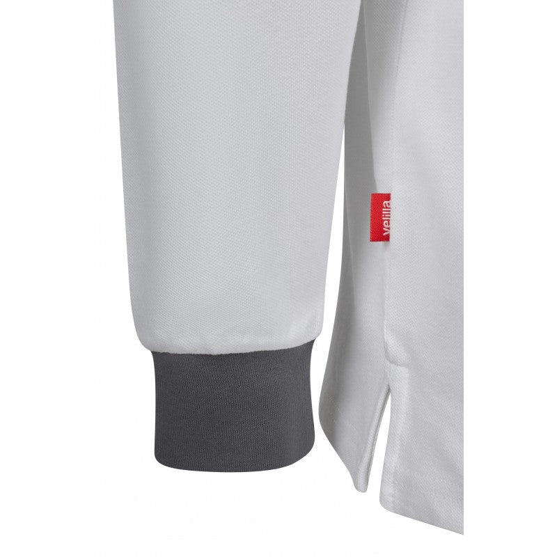 Detalle del cuello del polo stretch bicolor Velilla 105529S - Vetonek