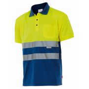 Polo bicolor de alta visibilidad de manga corta Velilla 173, combinación de color - Vetonek