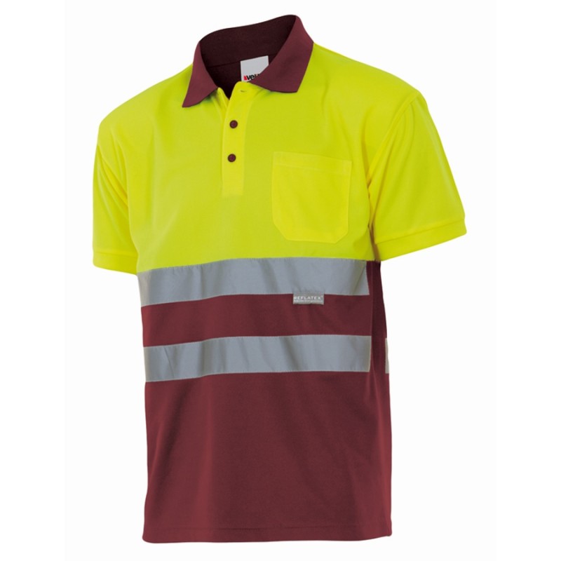 Polo bicolor de alta visibilidad de manga corta Velilla 173, combinación de color - Vetonek