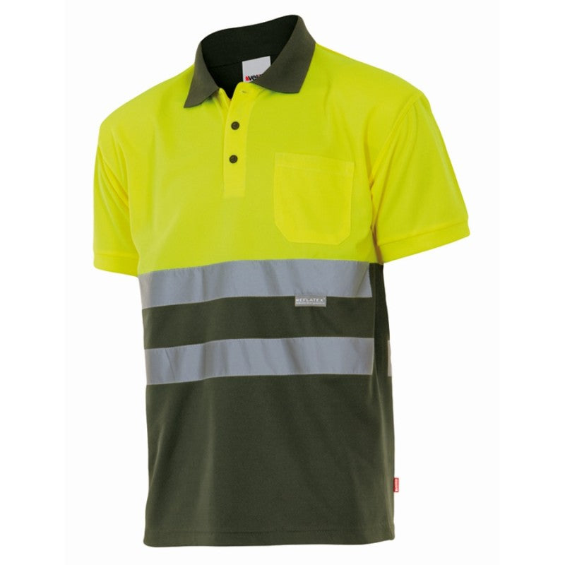 Polo bicolor de alta visibilidad de manga corta Velilla 173 - Vetonek