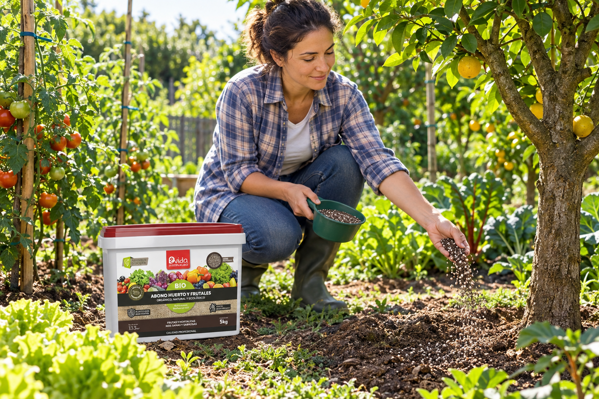 Abono huerto y frutales BIO granulado · con fosfato de roca