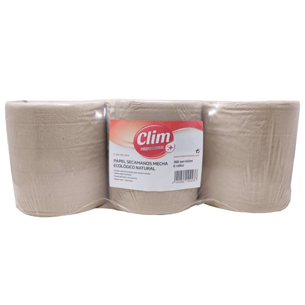Rollos de papel secamanos mecha ecológico - Pack 6 rollos Vetonek
