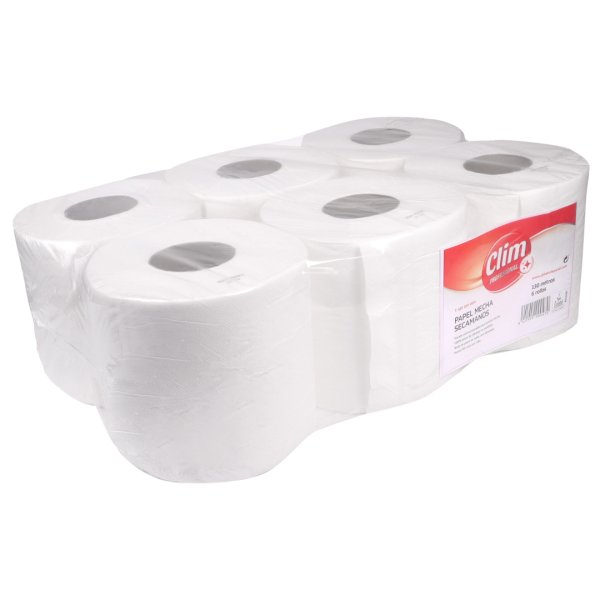 Papel secamanos mecha 130 mts 2 capas - Pack 6 rollos Vetonek