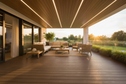 Terraza cubierta pavimentada con Entarimado Almagro de hormigón con muebles de exterior - Vetonek