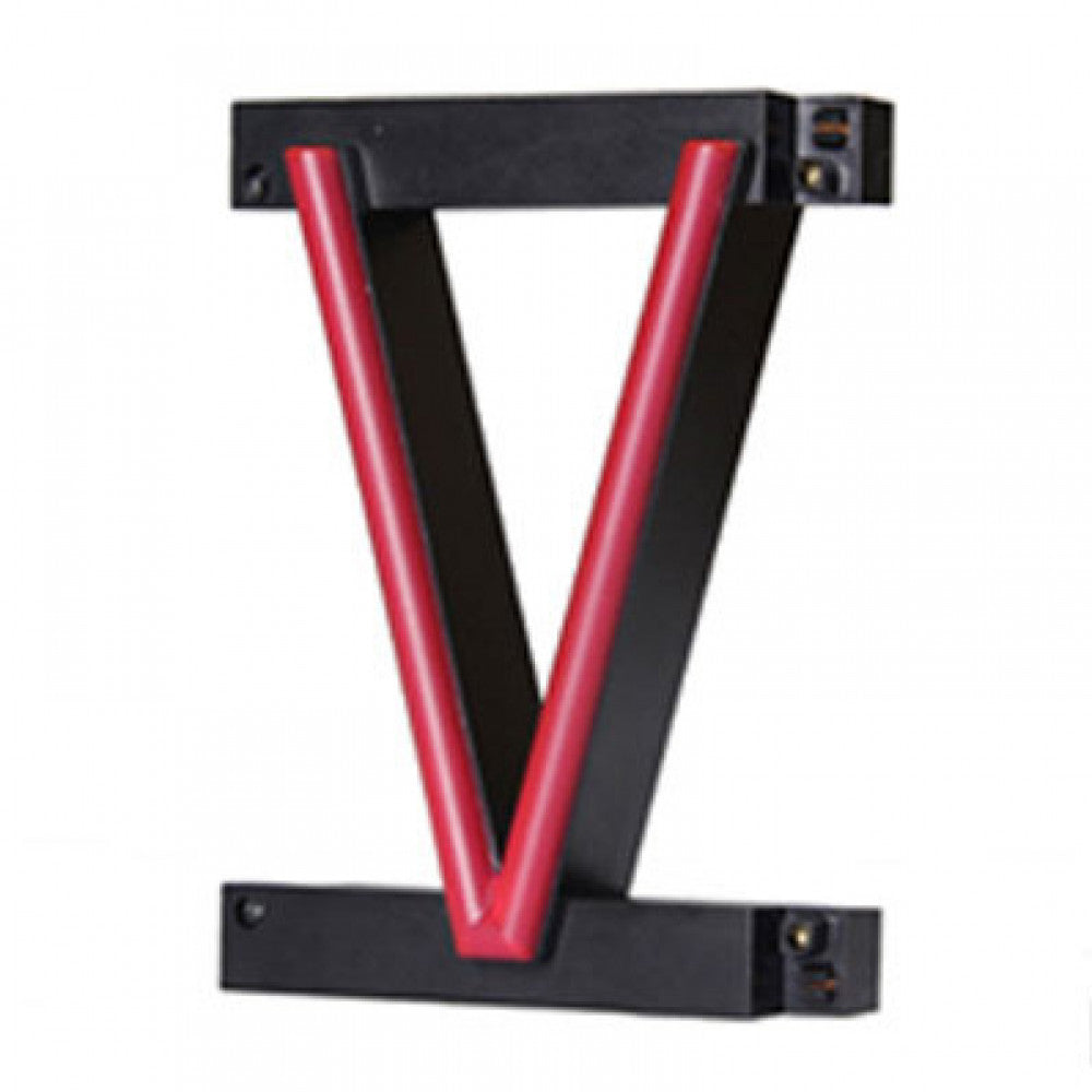 Letra LED Neon V Ancho 108mm Alto 161mm Fondo 38mm — Vetonek
