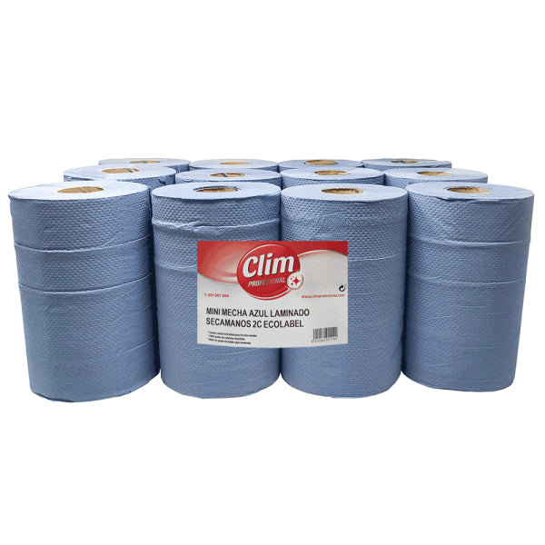 Papel Secamanos Mini Mecha Azul 2 Capas - Pack de 12 Rollos Vetonek