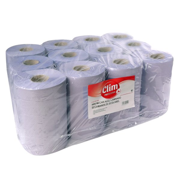 Papel Secamanos Mini Mecha Azul 2 Capas - Pack de 12 Rollos Vetonek