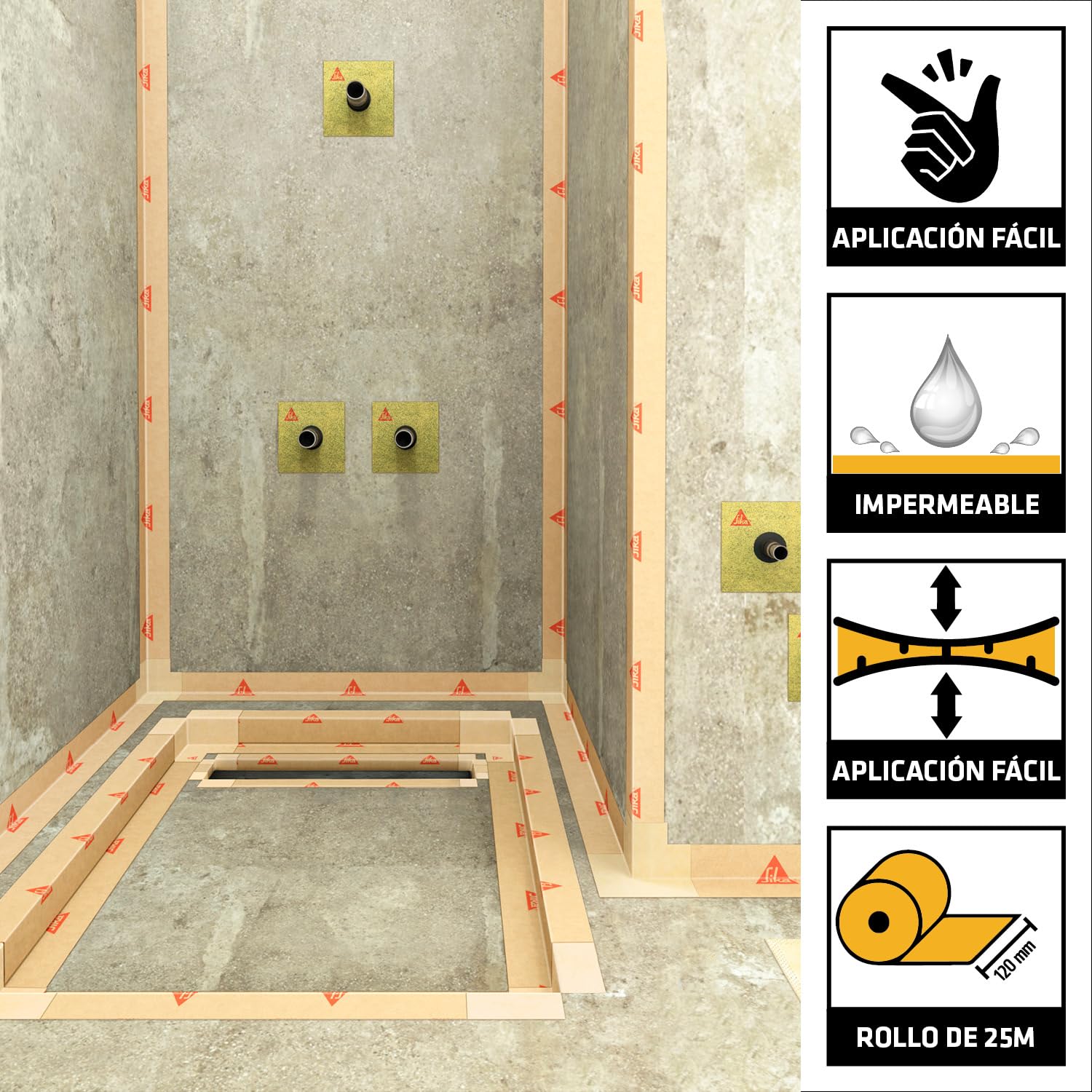 Sika® SealTape F - Sellado elástico de platos de ducha etc. - Vetonek