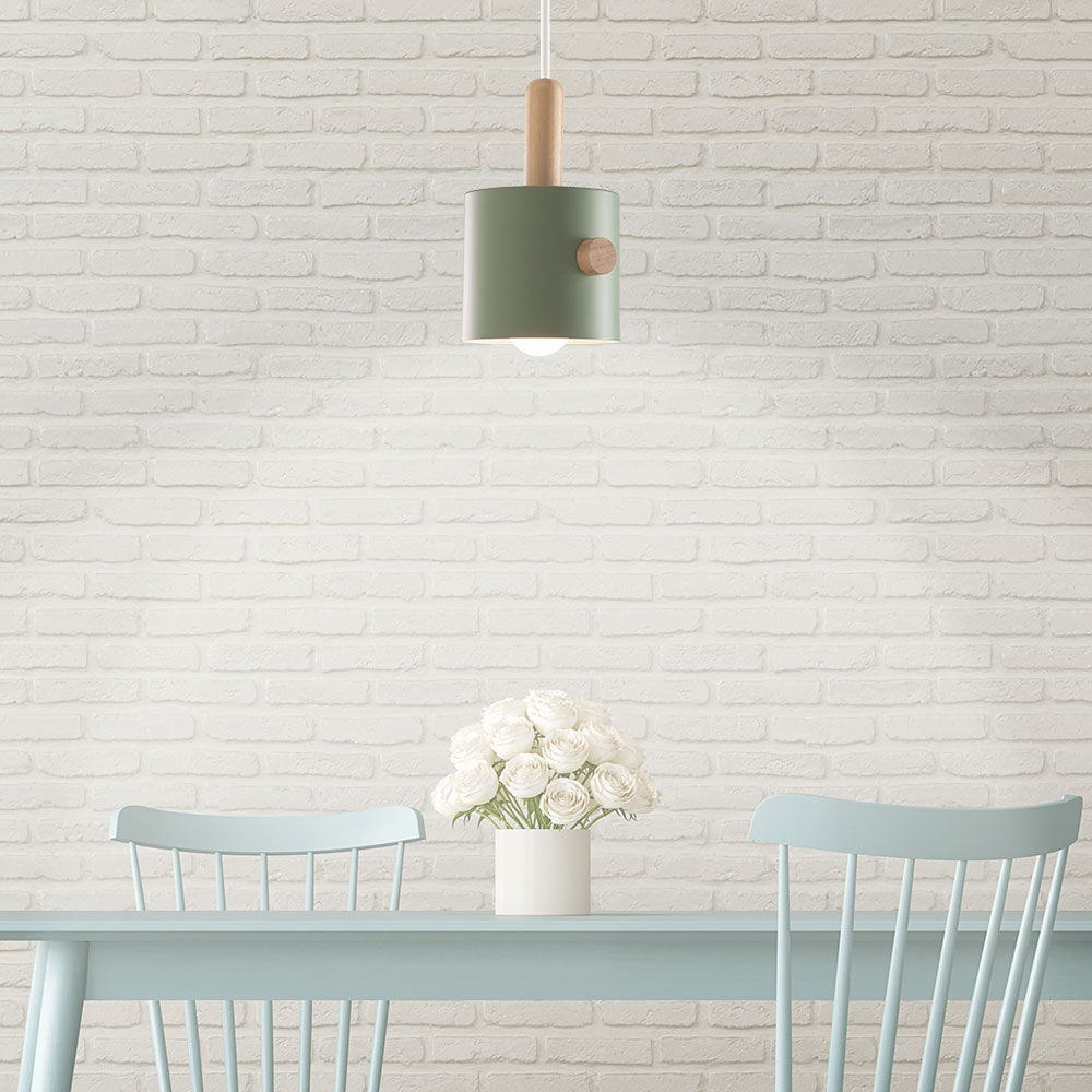 Lámpara colgante Scarlet Vetonek verde oliva — ambiente estilo nórdico