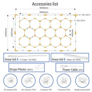 Lámpara LED hexagonal - 6000K - 14 hexágonos + Rectángulo 500cm — Vetonek (10)