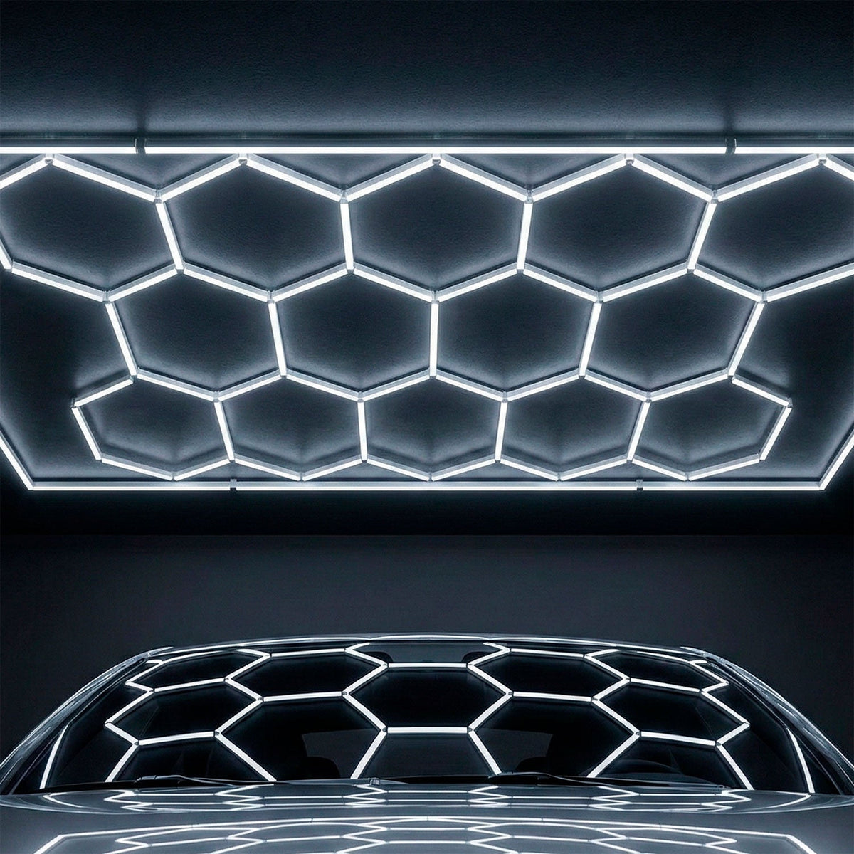Lámpara LED hexagonal - 6000K - 14 hexágonos + Rectángulo 500cm — Vetonek (2)