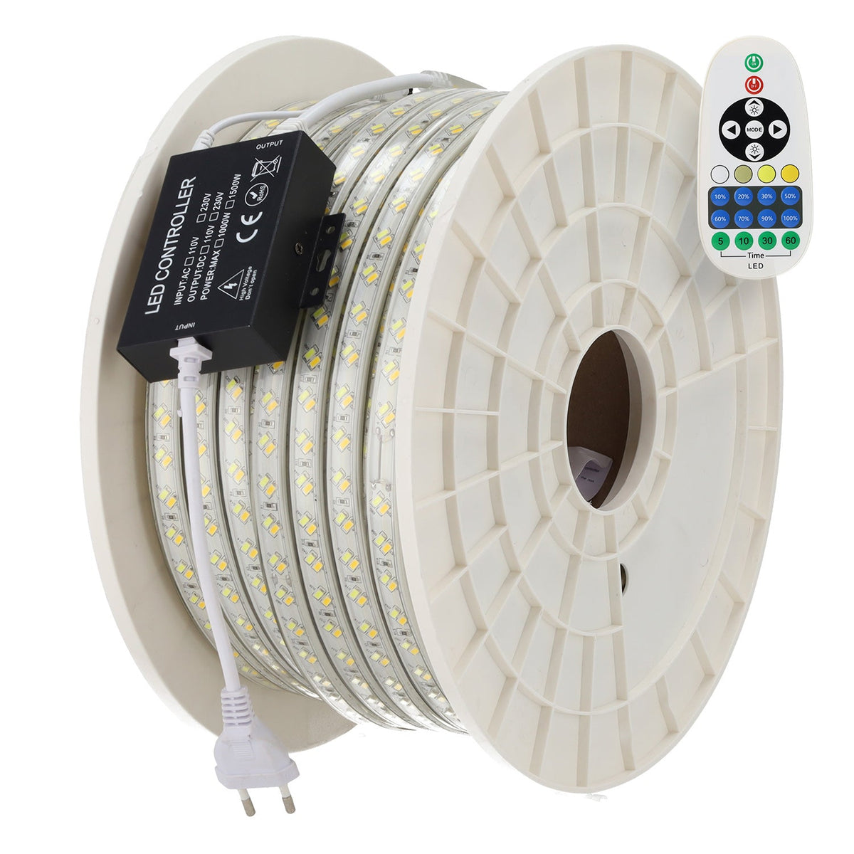 Tira Flexible LED 12W/M 220VAC 120LEDs/M SMD5730 IP65 CCT (Tonalidad Variable) 50 Metros — Vetonek