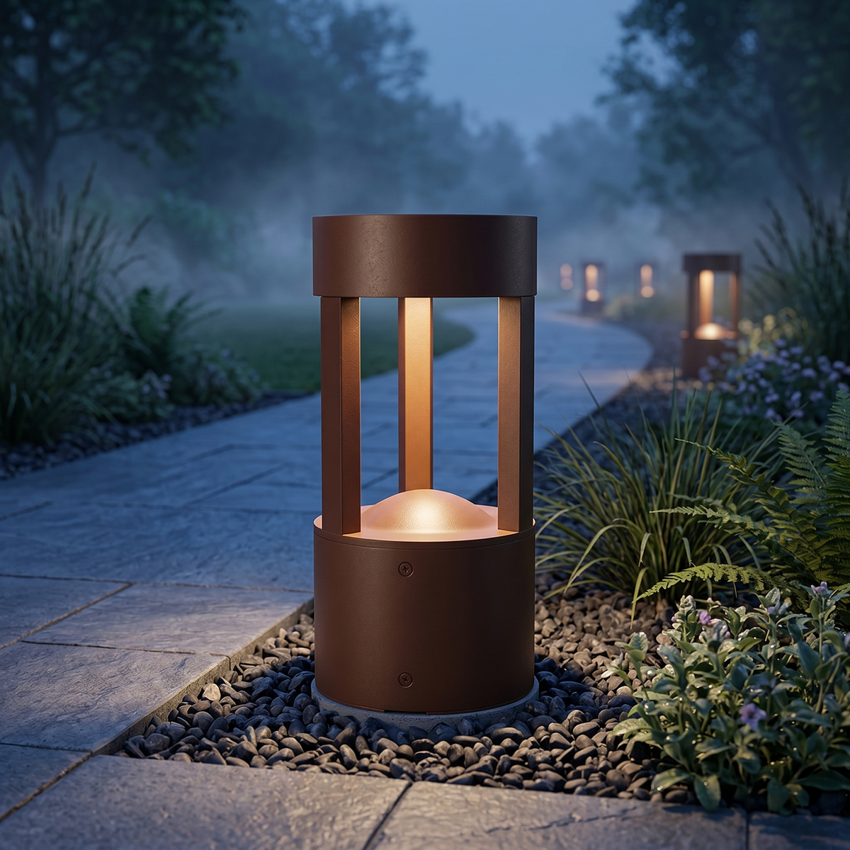 Baliza LED Exterior "San Luis" 30cm 10W 220VAC 3000ºK Marron Oxido — Vetonek (5)