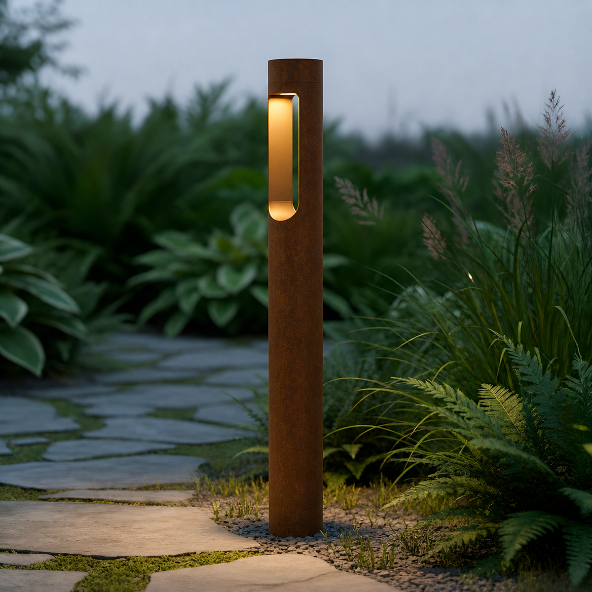 Baliza LED Exterior "Fredericksburg" 90cm 10W 220VAC 3000ºK Marron Oxido — Vetonek