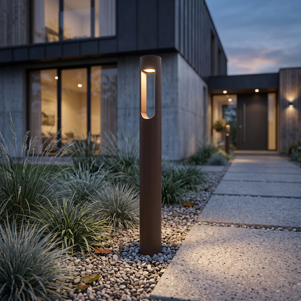 Baliza LED Exterior "Fredericksburg" 90cm 10W 220VAC 3000ºK Marron Oxido — Vetonek (5)