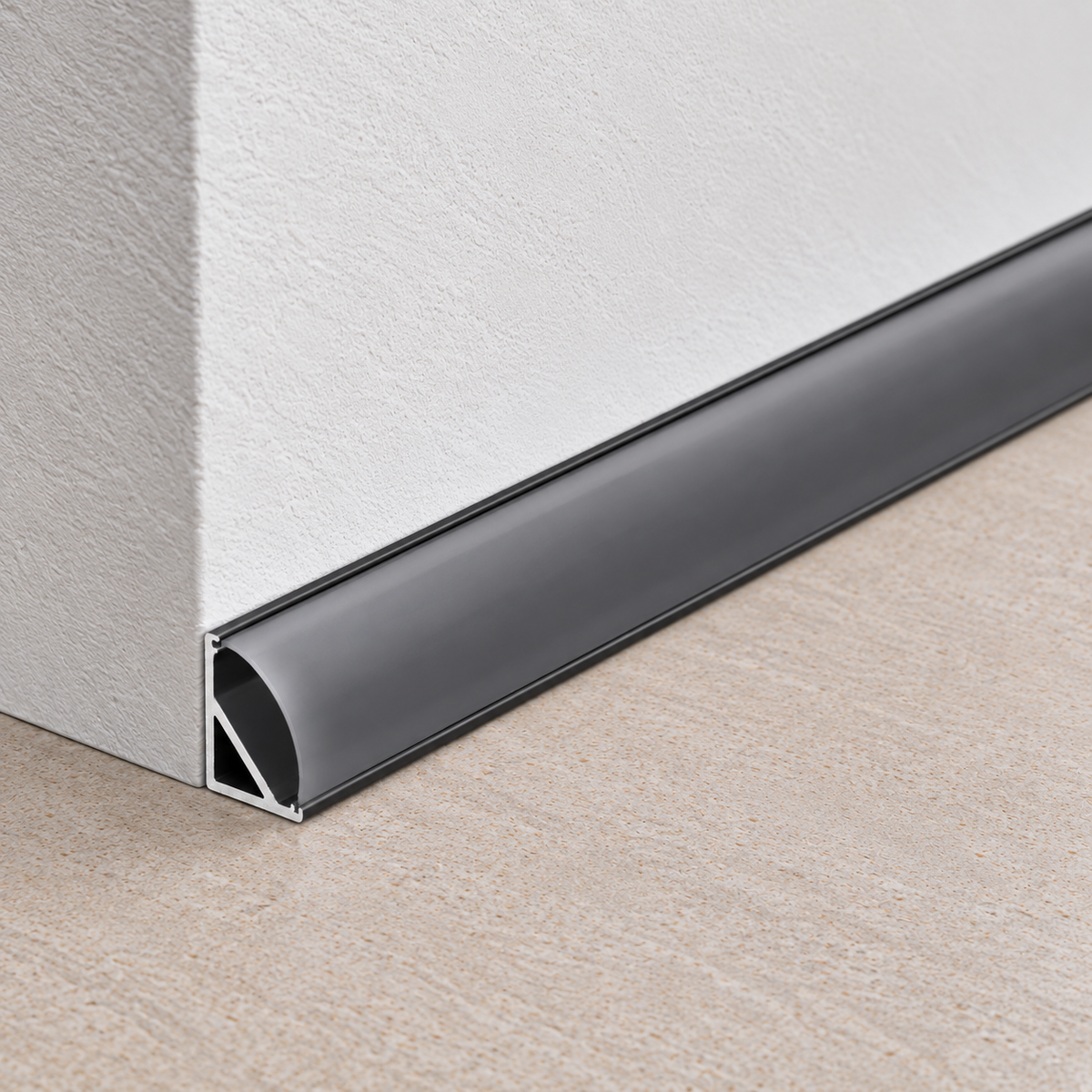 Perfíl Aluminio Negro para Tira LED Instalación Esquinas - Difusor Opal x 2M — Vetonek