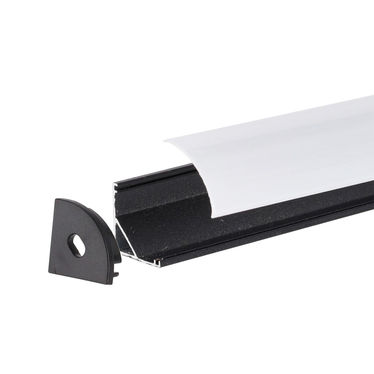 Perfíl Aluminio Negro para Tira LED Instalación Esquinas - Difusor Opal x 2M — Vetonek (2)