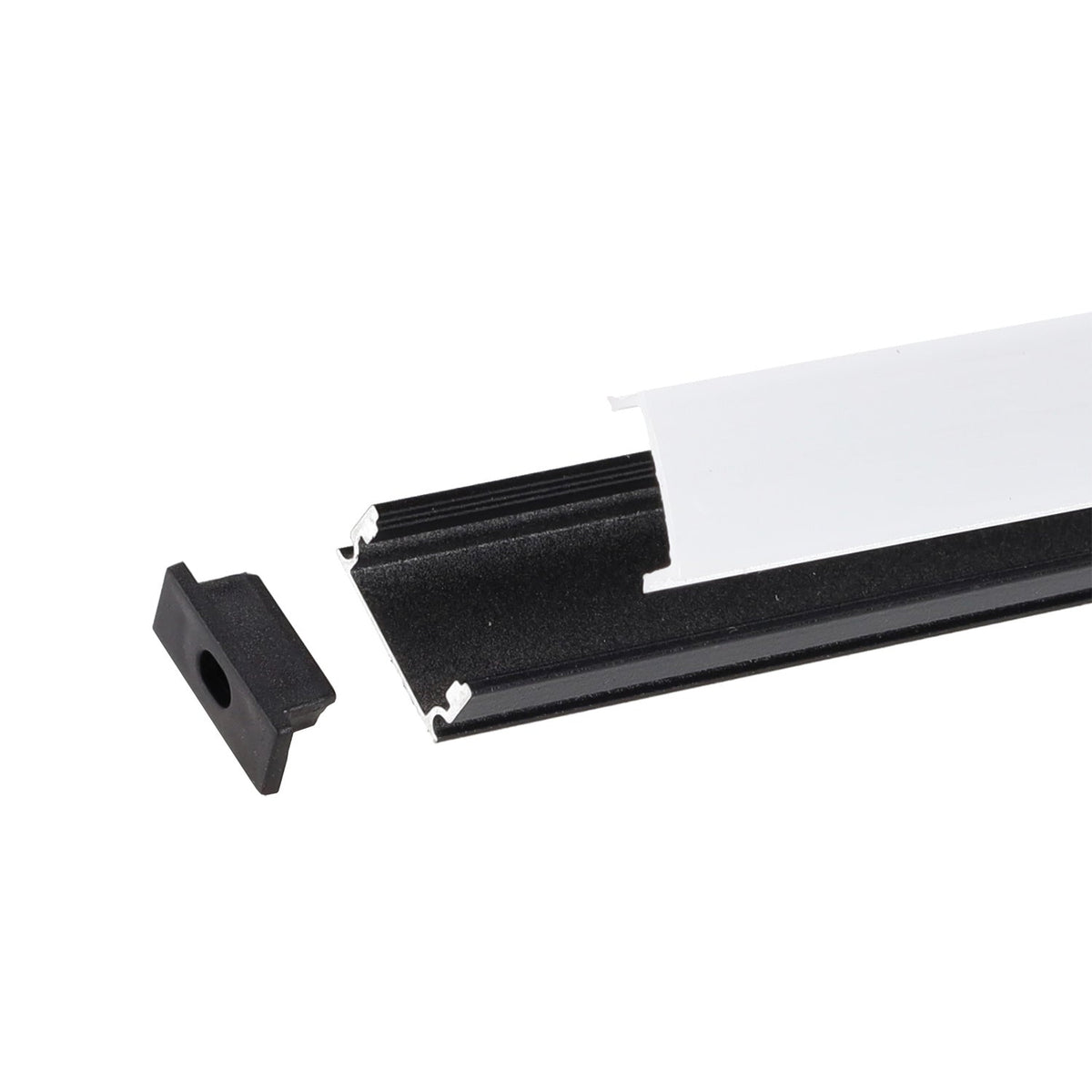 Perfíl Aluminio Negro para Tira LED - Difusor Opal — Vetonek (2)