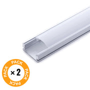 Pack 2 Perfil de Aluminio para LEDs Difusor Opal Tira 2M — Vetonek (2)