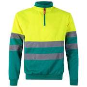 Sudadera bicolor de alta visibilidad con media cremallera Velilla 305701 - Vetonek