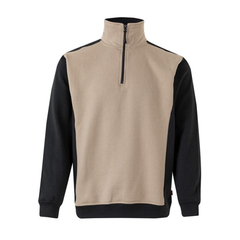 Detalle del cuello alto y la media cremallera de la sudadera Velilla 105703 - Vetonek