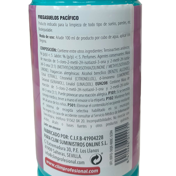 Fregasuelos Concentrado Pacífico 1L - Limpieza Profunda y Frescura Dura Vetonek