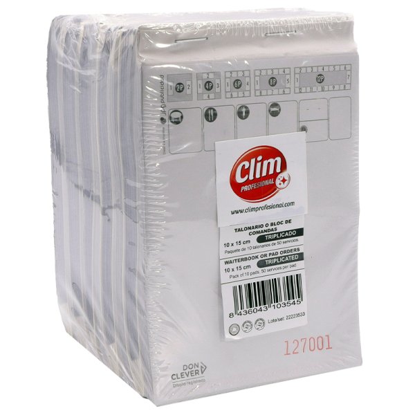 Talonario block para comandas de camareros - Pack 10 unidades Vetonek