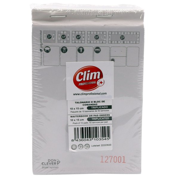 Talonario block para comandas de camareros - Pack 10 unidades Vetonek