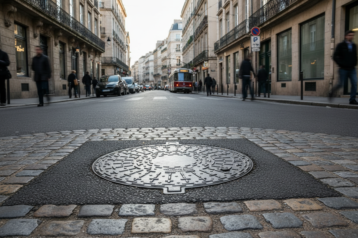 Tapa de alcantarilla con marco en fundición Clase D400 - Vetonek